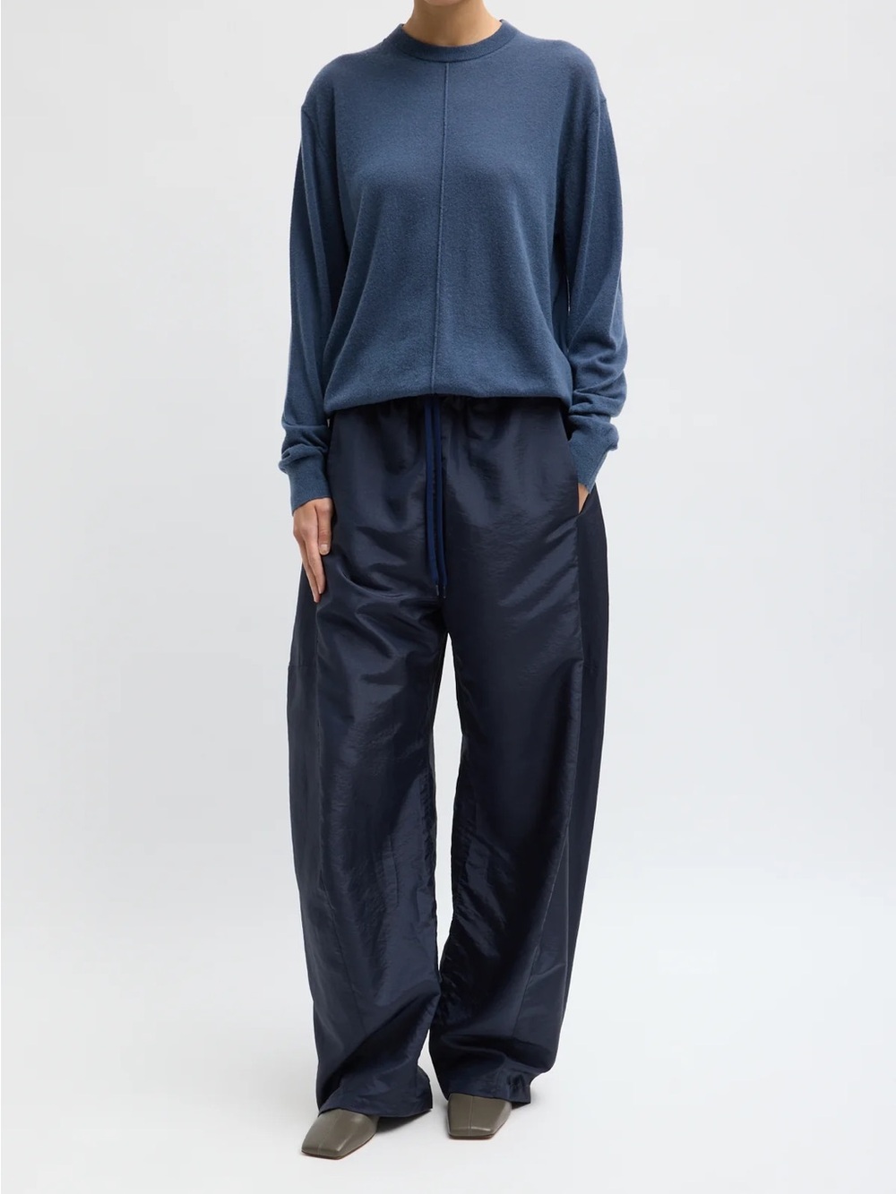Tibi crispy nylon Winslow pants in navy
